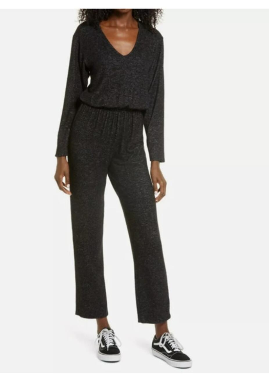 NEW LA LA LAND CREATIVE CASUAL Sweater Knit Jumpsuit Charcoal SIZE medium COZY